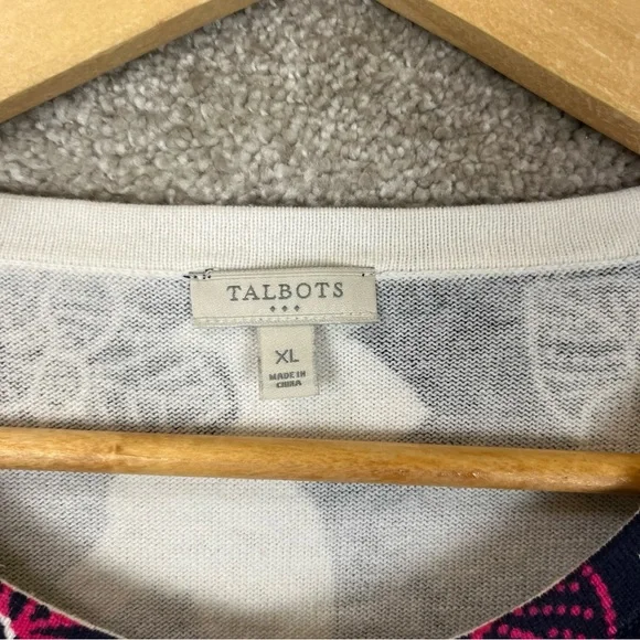 Talbots Cardigan Womens Extra Large Blue Pink Floral 3/4 Sleeve Button- 4356 - Picture 6 of 11